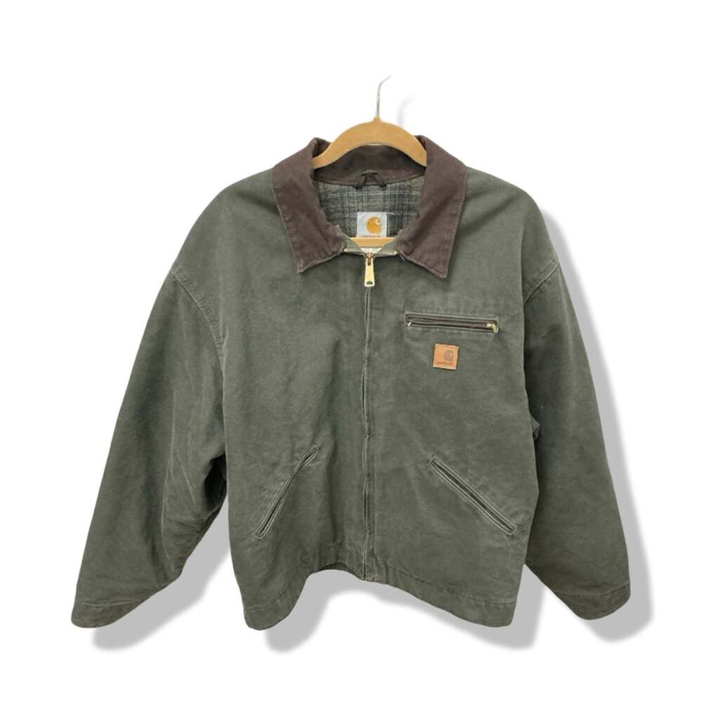 Vintage Carhartt J97 MOS Moss Green Detroit Work Jacket 2XL